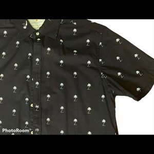 Palm tree denim & flower button up shirt